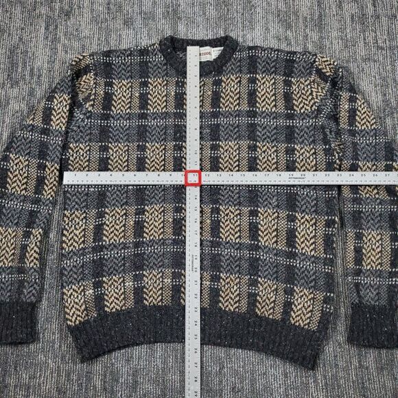 VTG 70s McGregor Geometric Plaid, Grandpa, Preppy, Wool Sweater *XL* Knit - Picture 8 of 10